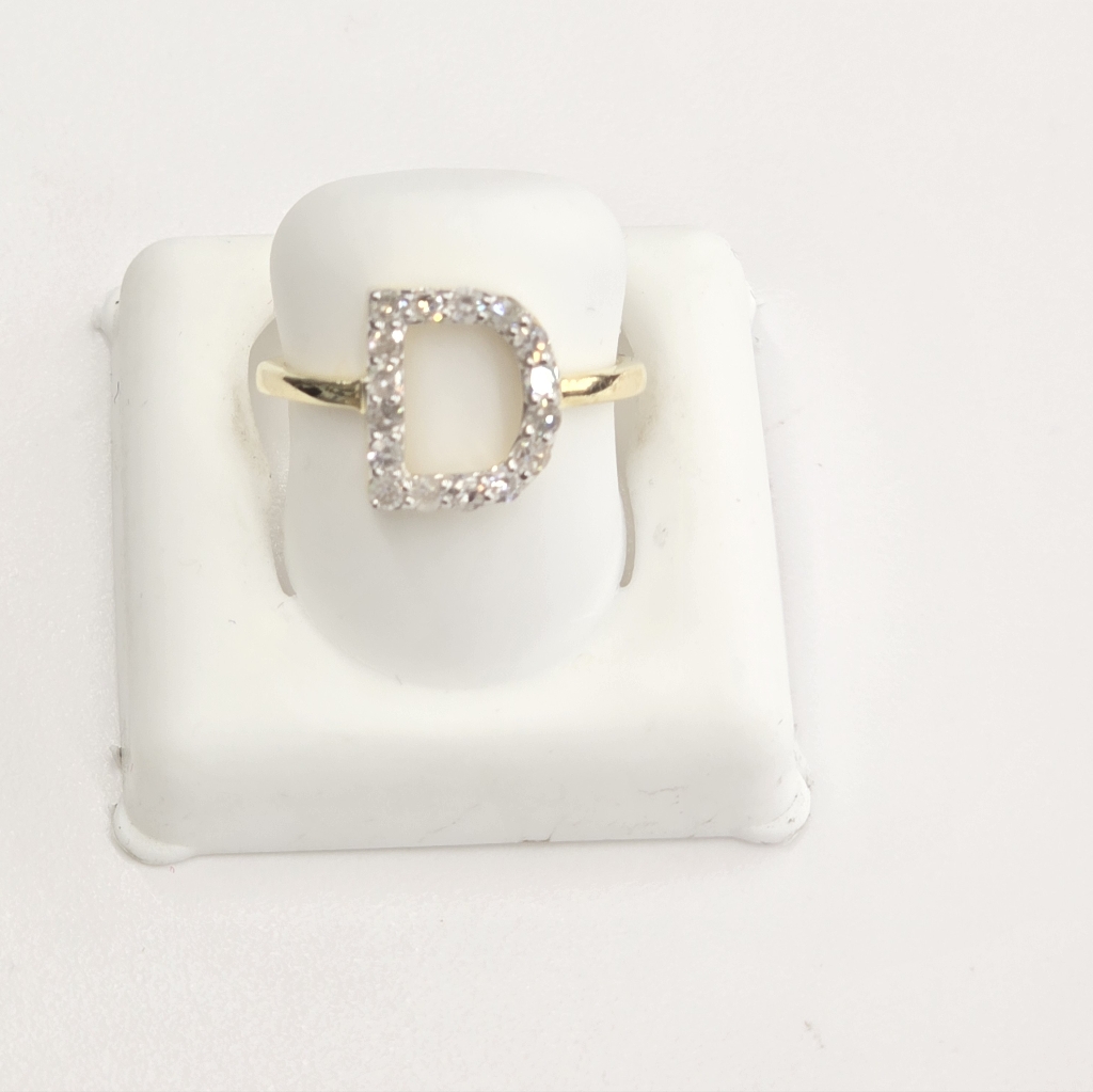 Real Diamond 10kt Gold Initial D Ring For Women